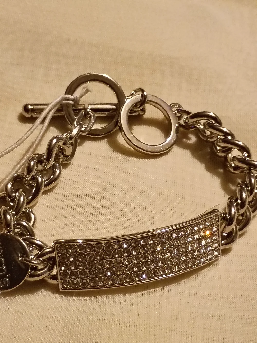 Chico Silver Crystal Pavé Bar Toggle Bracelet